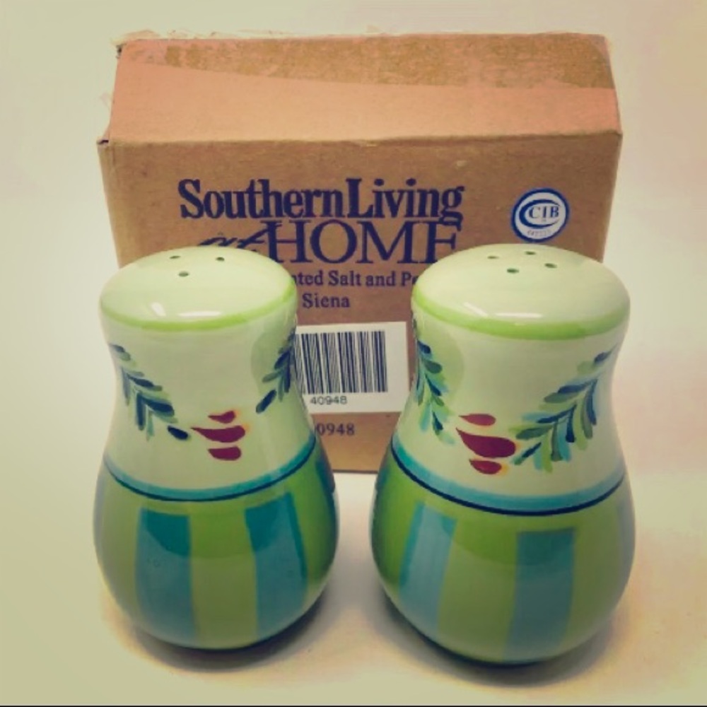 SLAH NIB Provence Salt & Pepper Set Hand Painted New in Box